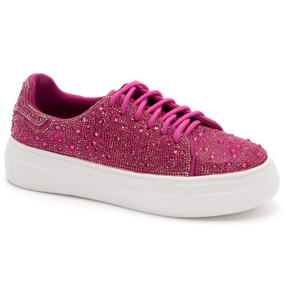 Corkys Shoes - CORKYS Bedazzled Fuchsia Pink Rhinestone Sneakers Tennis Shoes 9 NWT
